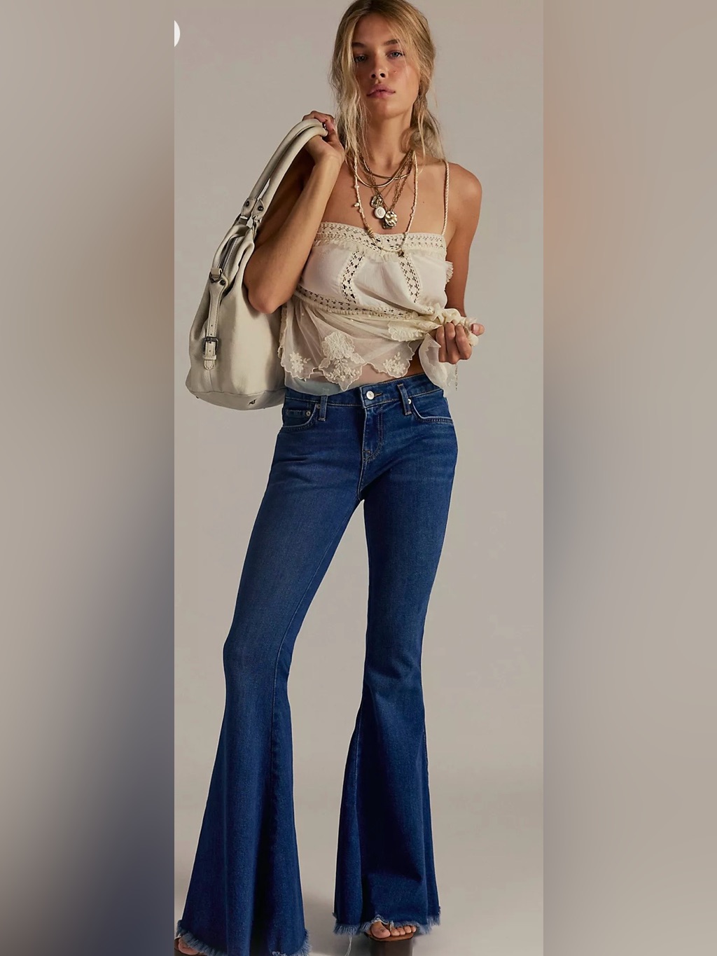 Nwt We The Free Dark Blue High Rise Flare Jeans